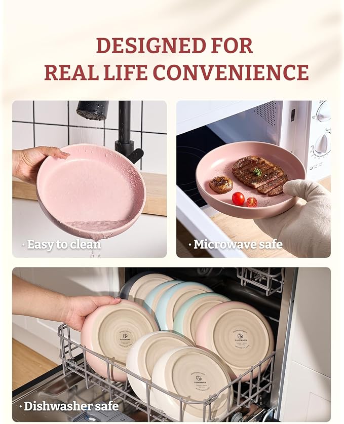 famiware Milkyway 33 oz Pasta Bowls Set of 6, Light Pink | Double Reactive Glaze - Image 4