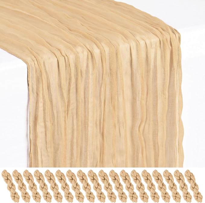 Showgeous 18 Pack Nude Cheesecloth Table Runner, 17 x 108 Inches | Boho by Showgeous