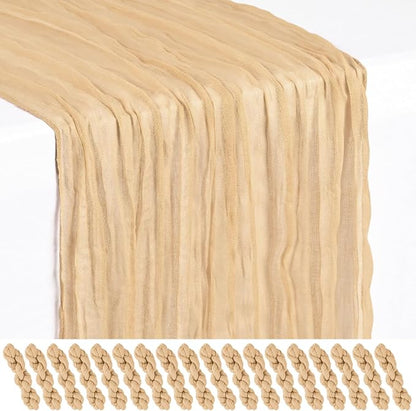 Showgeous 18 Pack Nude Cheesecloth Table Runner, 17 x 108 Inches | Boho by Showgeous