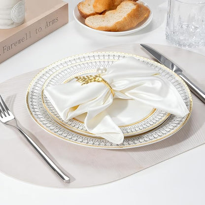 FrutPunch Gold Wheat Ear Pearl Shaped Napkin Rings Set of 12 | Gold Napkin Rings - Image 2