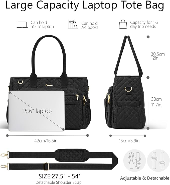 Bagstellar Teacher Tote Bag for Women, 15.6" Laptop Work Tote Computer Bag | - Image 4