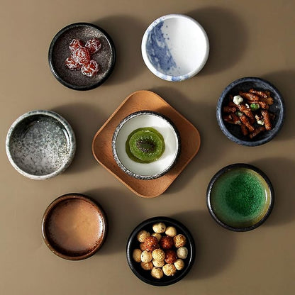 Uaral Soy Sauce Dish Sushi Dipping Bowl Pinch Bowls Japanese Small Plate Set of 6,3.75 Inch(4.5 oz Texture White)