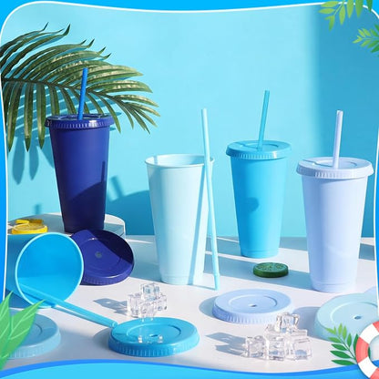 24 Pack Plastic Tumblers with Lids and Straws, Reusable Cups with Lids Plastic - Image 2