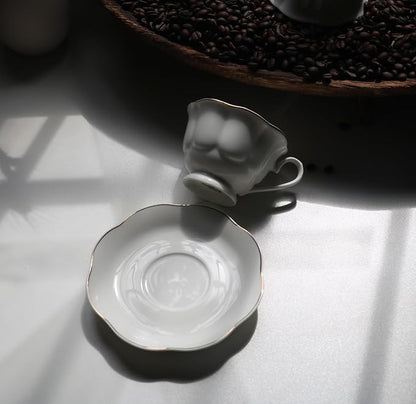 Guangyang 12 Pieces Tea Cup set Fine Porcelain 6oz Cup and Saucer set of 6 - Image 6