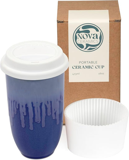 NOVA CERAMICS Ceramic Tumbler– Blue Ceramic Mug – Microwave & Dishwasher Safe by NovaCeramics