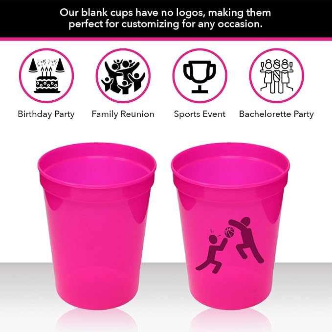 Rolling Sands 16 oz. Reusable Plastic Stadium Cups, 8 Pack, Made in USA - Image 4