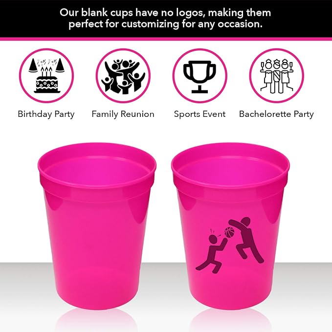 Rolling Sands 16 oz. Reusable Plastic Stadium Cups, 8 Pack, Made in USA - Image 3