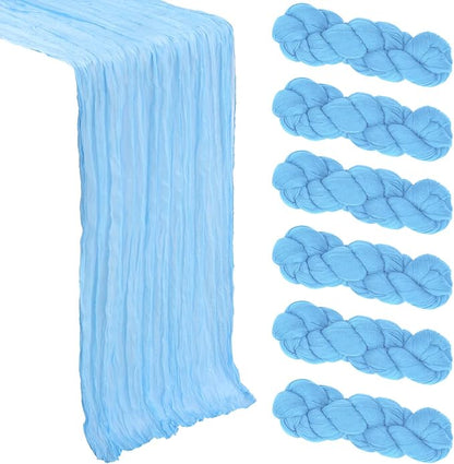 6 Pack Baby Blue Cheesecloth Table Runner 10Ft Gauze Cheese Cloth Table Runner by Heneger