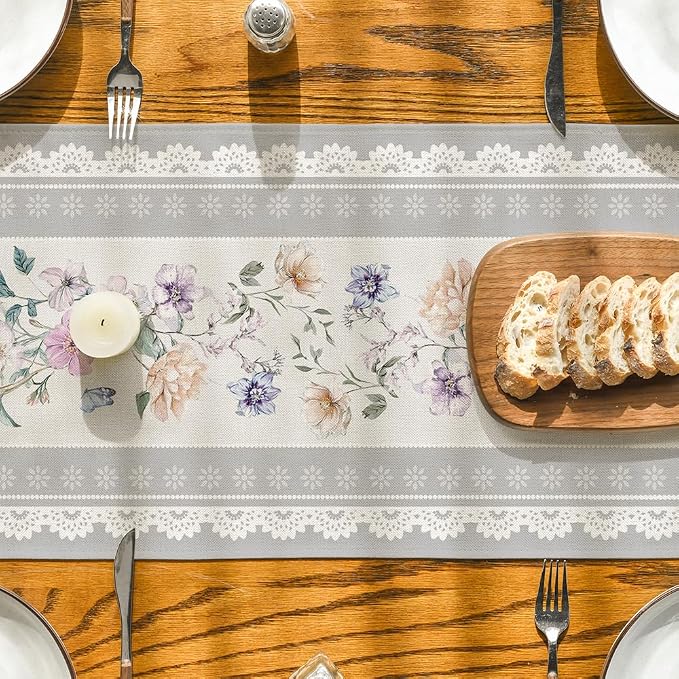 Artoid Mode Printed Lace Floral 210 GSM Spring Table Runner, Seasonal Summer - Image 7
