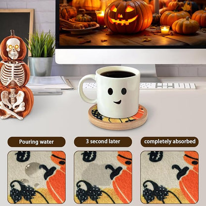 Fall Coaster Set of 6 Cewiru Halloween Coasters - Image 4