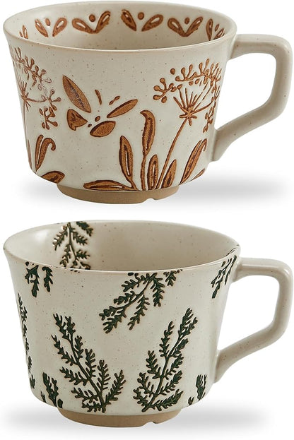12oz Vintage Ceramic Coffee Mug Set of 2 by SwuutKitchen