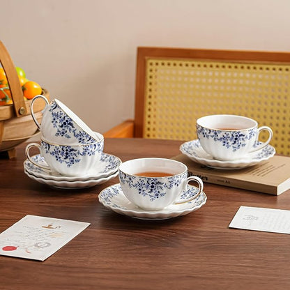 Agyiuns ceramic tea cups and saucers 6oz, floral tea cups - Image 6