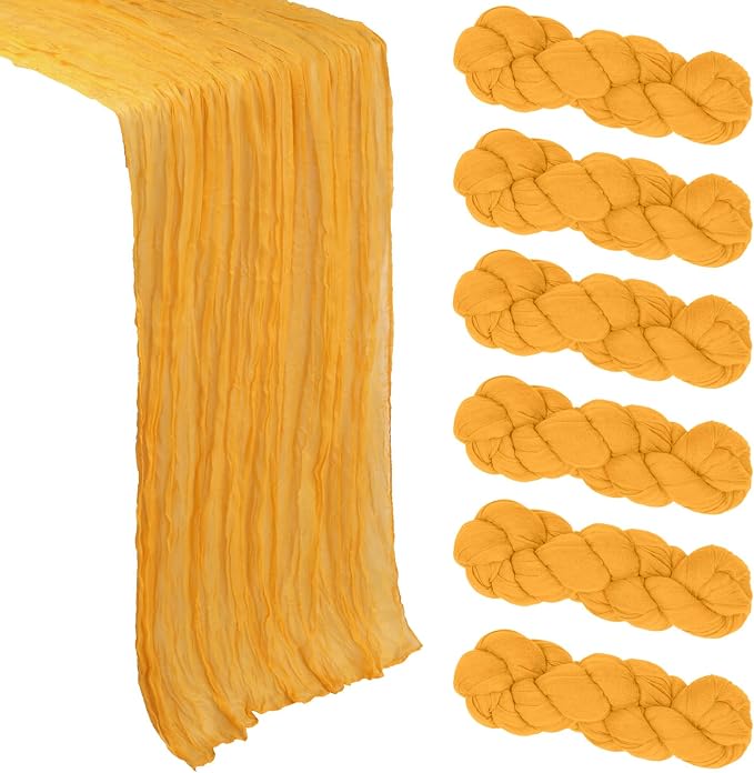 6 Pack Gold Cheesecloth Table Runner 10Ft Gauze Cheese Cloth Table Runner by Heneger