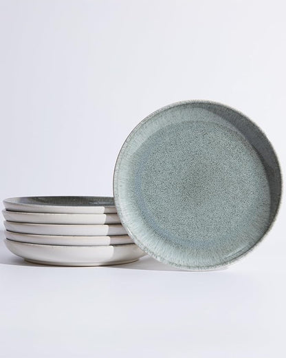 Ceramic Plates, 8.0 Inch Round Stoneware Salad Plates Use for Dessert, Salad, Appetizer, Microwave and Dishwasher Safe, Scratch Resistant Small Dinner Plate of 6