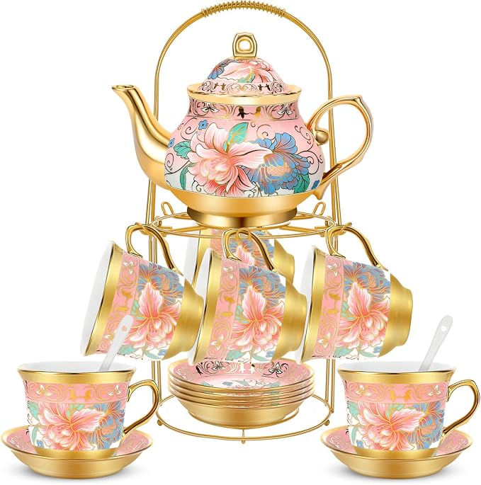 20 Pcs Porcelain Tea Set for Adults by Gandeer