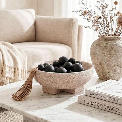 Decorative Bowl for Coffee Table, Modern Round Resin Centerpiece Bowl | Shallow - Image 8
