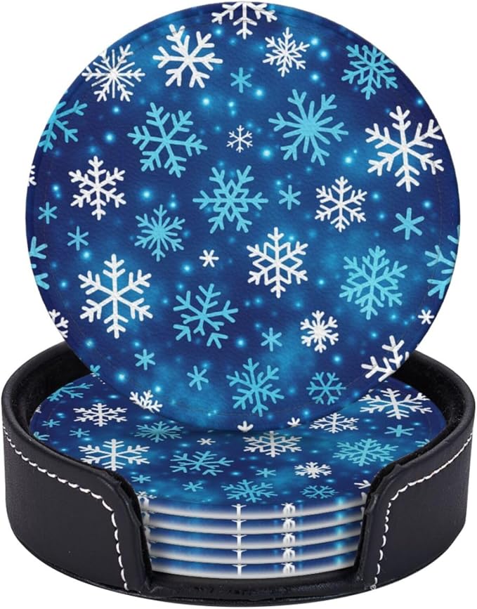 Winter Blue Snowflakes Coasters by KiuLoam