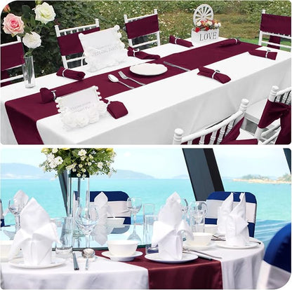 12 Pack Burgundy Satin Table Runner 12 x 108 Inch Long Premium Table Runners - Image 6