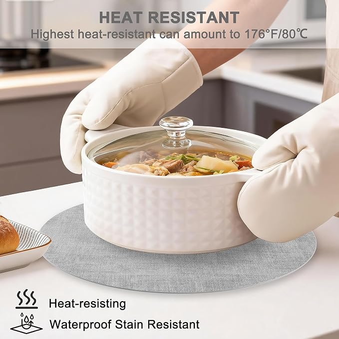 Round Faux Leather Placemats and Coasters, Reversible Heat Resistant Non-Slip - Image 2