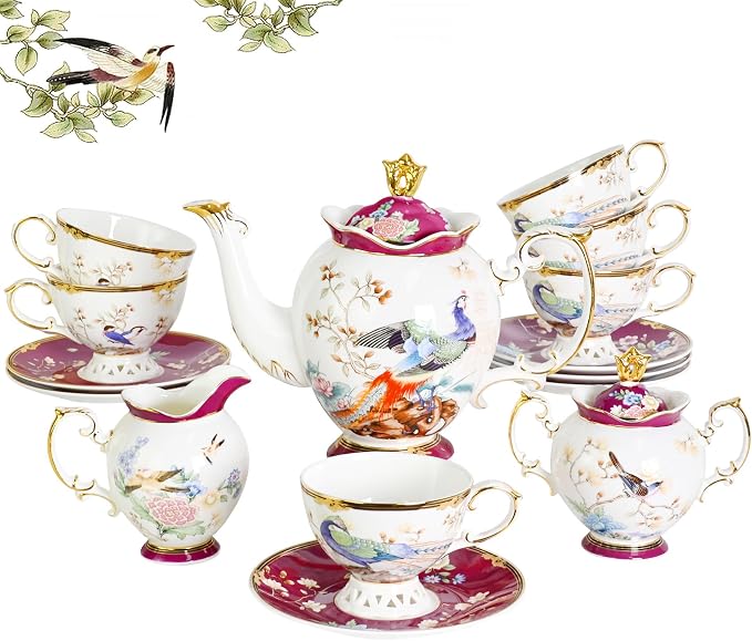 ACMLIFE Bone China Tea Set for Adults by ACMLIFE