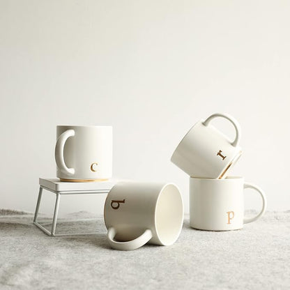 COLLECTIVE HOME Ceramic Coffee Mug, 15 oz Monogram Cup - Image 5