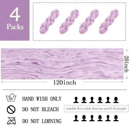 4 Pack Lavender Cheesecloth Table Runner 20 x 120 inch Gauze Table Runners 10 - Image 2