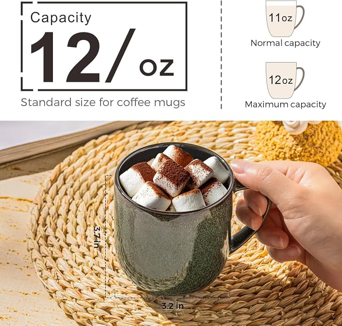 LERATIO Ceramic Coffee Mugs Set of 6, 12oz Handmade Coffee Mugs Set | Large - Image 2