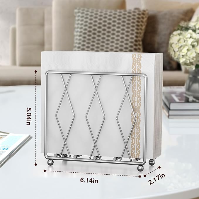 Large Silver Metal Napkin Holder - Image 3
