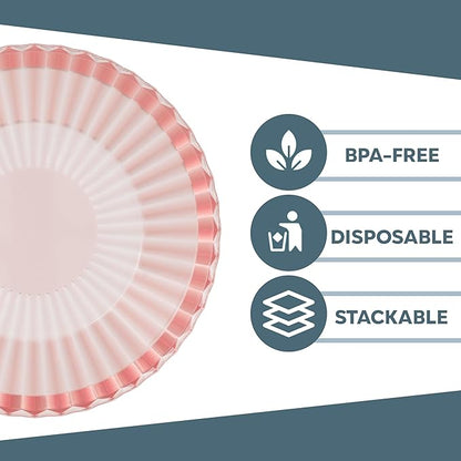 Exquisite Pink Plastic Bowls Disposable - 16 Oz - 20 Count - Disposable Soup Bowls - Great for Weddings Parties And Formal Occasions