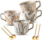 Ceramic Mugs 11 oz Unique Luxurious Cups Set of 4 by Noevany