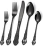 20 Pieces Black Gorgeous Retro Royal Silverware Set by MetalServingUtensils