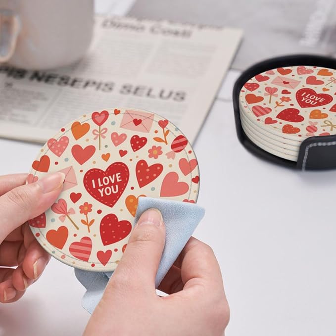 Pink Red Love Letter Heart Coasters - Image 5