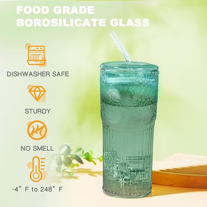 JunVpic Glass Coffee Tumbler, 20 oz Glass Cup - Image 2