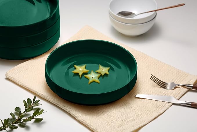 KooK Ceramic Large Pasta Bowls, Microwave and Dishwasher Safe, Shallow Serving - Image 4