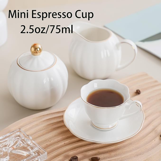 White Porcelain 75ml Demitasse Set of 8 - Image 6