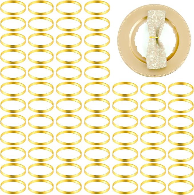 150Pcs Gold Napkin Rings Bulk, Elegant Thanksgiving & Fall Napkin Rings by Unknown