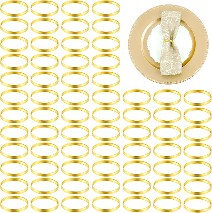 100Pcs Gold Napkin Rings Bulk, Elegant Gold Napkin Rings, Servilleteros para by Unknown