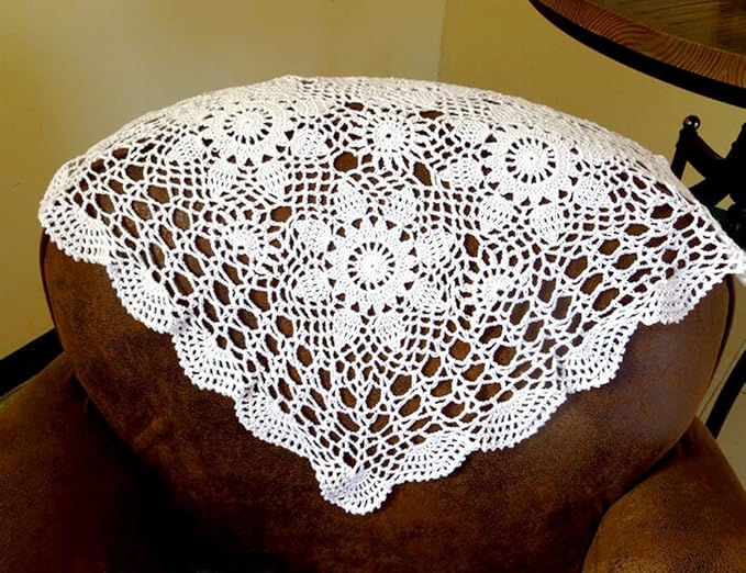 Cotton Handmade Crochet lace Table Runners Square Tablecloth Doilies Doily - Image 3