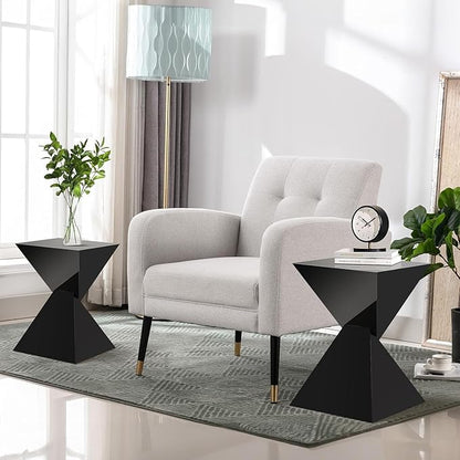 BECHAEO 12.6" Black Acrylic Side Table, Lightweight Irregular Design, Modern End Table for Small Spaces, Versatile Nightstand for Living Room Bedroom & Patio, Versatile Indoor/Outdoor Accent Table