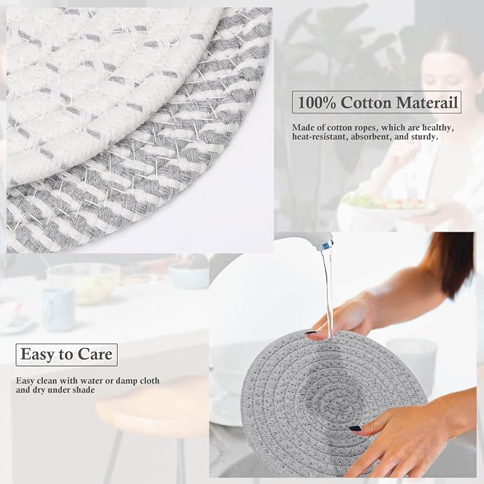 Billbotk 7" Trivets for Dishes, Pots and Pans, 4 Heat Resistant Hot Pads - Image 3