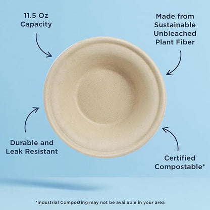 World Centric Compostable Paper Bowls, 11.5 Oz | Made from Unbleached Plant - Image 3