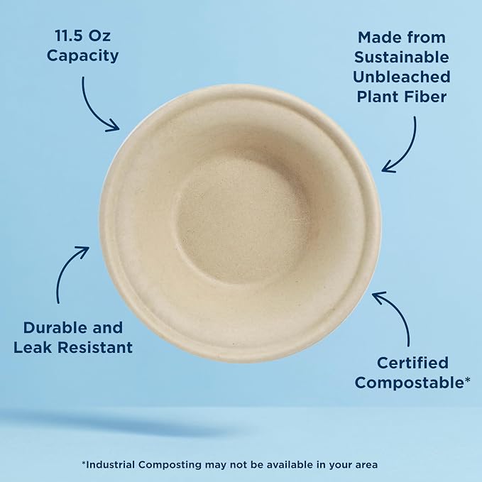 World Centric Compostable Paper Bowls, 11.5 Oz | Made from Unbleached Plant - Image 3