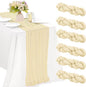 6 Pieces Beige 10FT Cheesecloth Table Runner Boho Gauze Fabric Table Runner by JALANCY