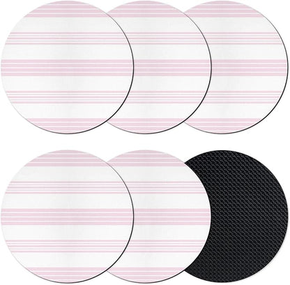Pink Stripes Coasters Set of 6, Absorbent Coasters by Unknown