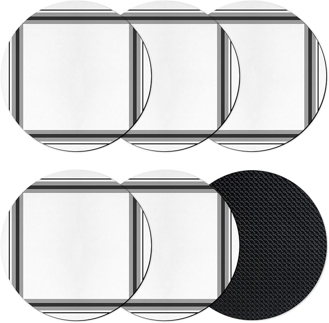 Black Gray Grid Coasters Set of 6, Absorbent Coasters by Unknown
