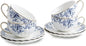 Agyiuns ceramic tea cups and saucers 6oz, floral tea cups by Agyiuns