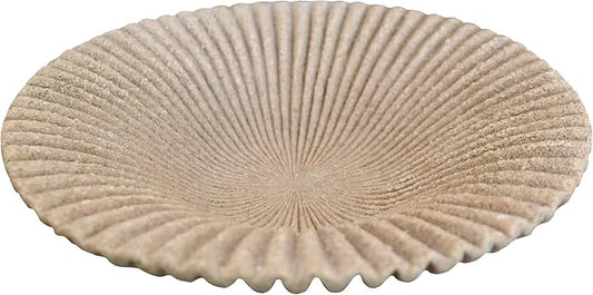 Decorative Bowl decor Tray, Scalloped Pedestal Bowls for Modern Home Decor,Ruffle Decor,Stylish Key Bowl for Entry Table,Decorative Fruit Bowl for Kitchen Counter,Artificial Stone Beige