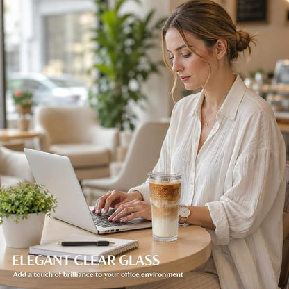 INSETLAN 20oz Ribbed & Floral Glass Tumblers - Image 8