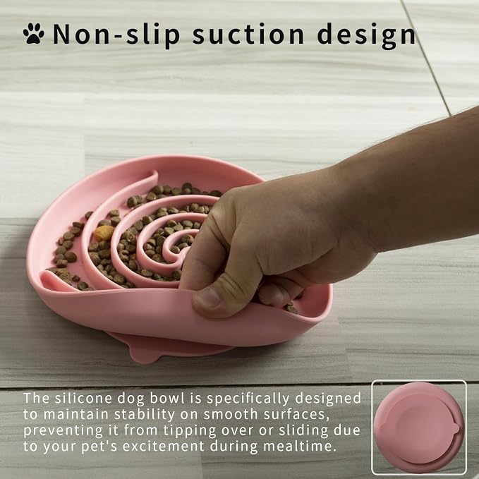 Bifeaw Slow Feeder Dog Bowls, Dishwasher Microwave Safe Silicone Puppy Puzzle - Image 2