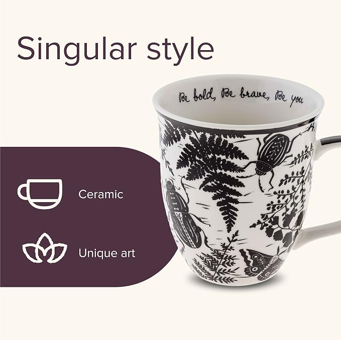 Karma Gifts 14 oz Black and White Boho Mug Beetle - Image 3